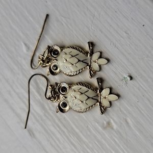 Gold owl earrings